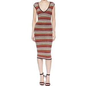 RONNY KOBO Stripped Multicolor Bodycon Midi Dress SZ S